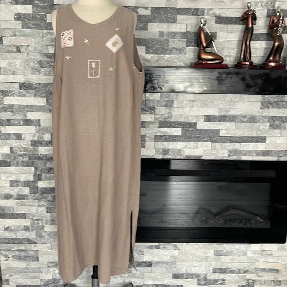 Erika Collection Embroidered Tank  Dress Brown/ Beige ? Size XL